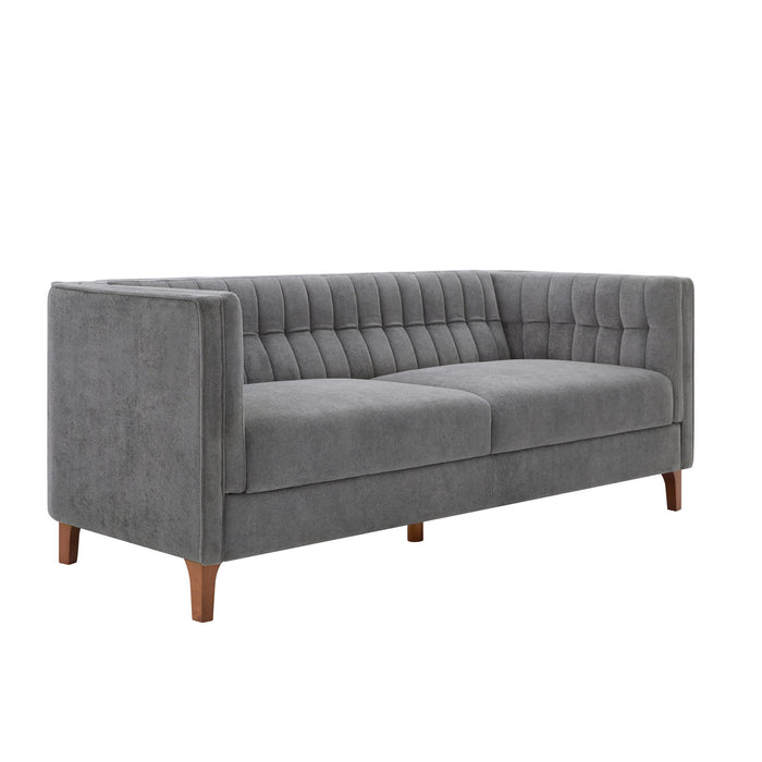 Modern 3 Seater Sofa, Upholstered Couch With Curved Armrests
