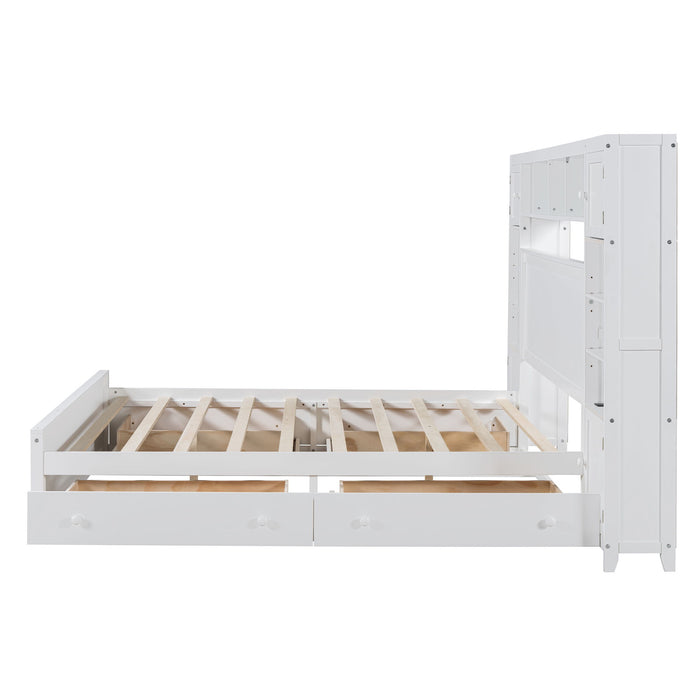 Bed With All In One Cabinet, Shelf And Sockets