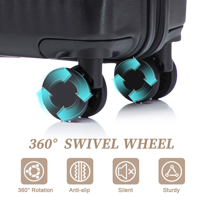 Luggage Set With Cosmetic Case, Combination Lock, Front Opening Design