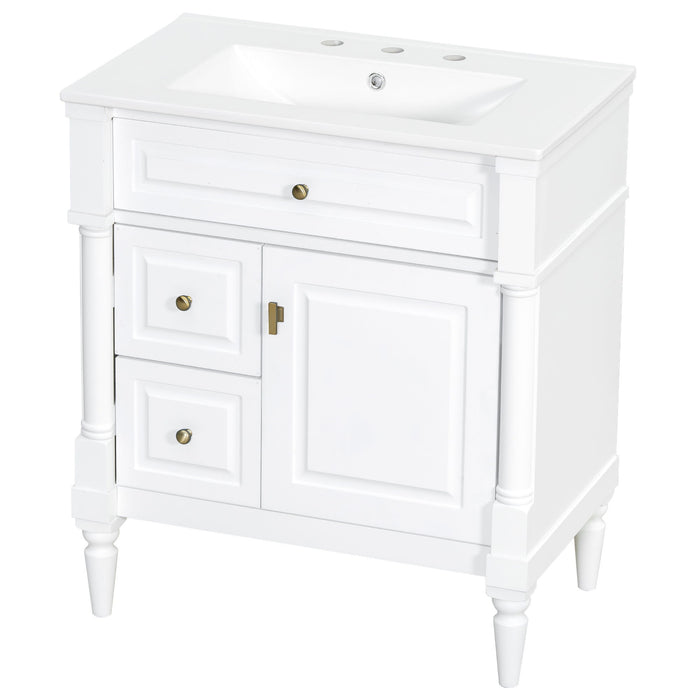 Modern Bathroom Vanity With Sink, Freestanding Cabinet With Flip Drawer & Adjustable Shelf