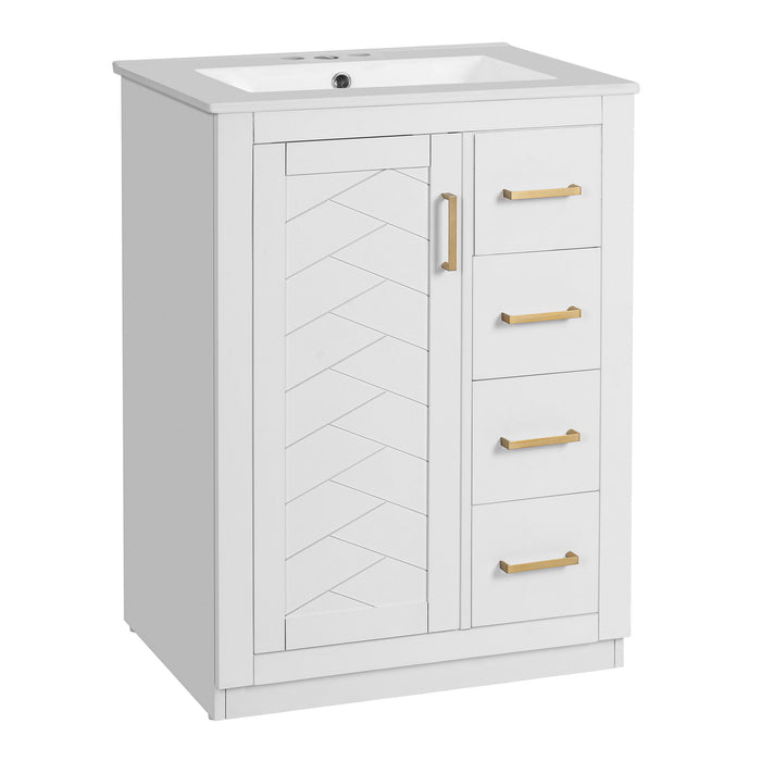 Modern Bathroom Vanity With 1 Door And 3 Drawers