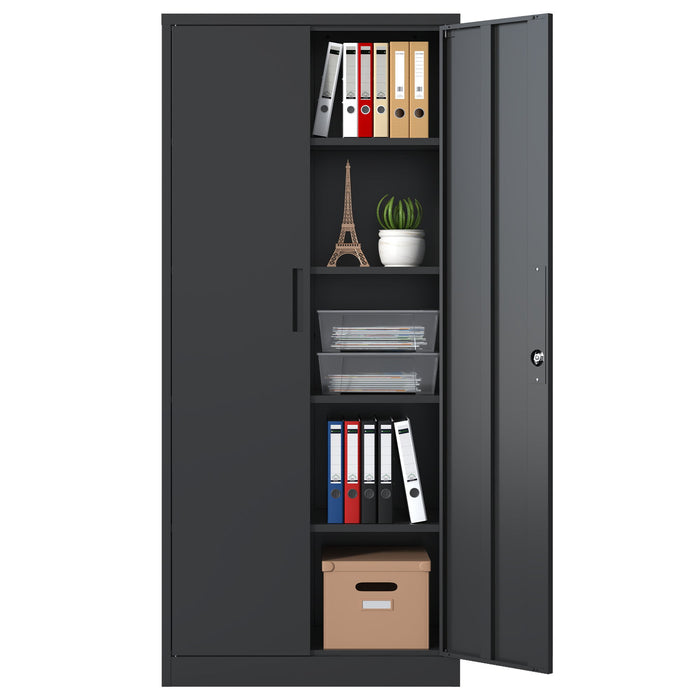Heavy Metal Garage Storage Cabinet With Locking Doors, Steel, Adjustable Shelves