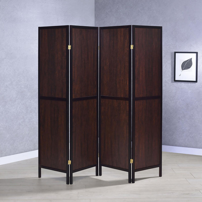 4 Panel Folding Screen - Brown