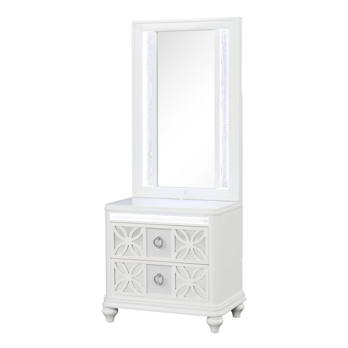 Abigale - Nightstand With Mirror Top, LED Lighting (Includes Mirror And Nightstand) - White