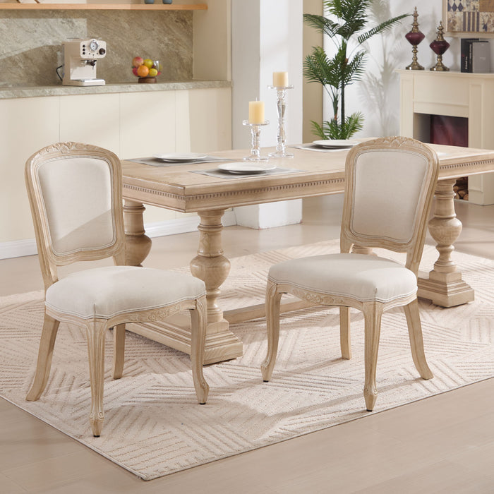 Dining Chairs Upholstered With Fan Shaped Back (Set of 2) - Beige