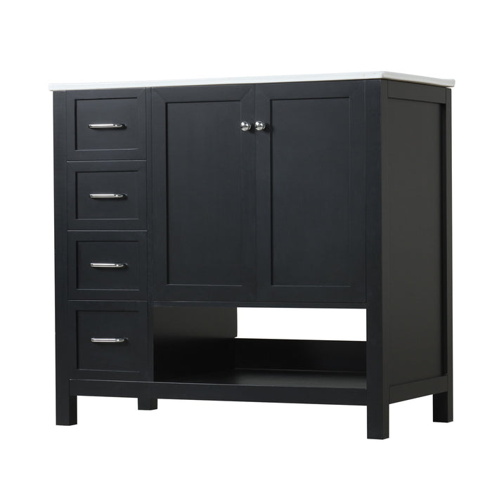 Bathroom Vanity With Sink Top, Bathroom Vanity Cabinet With 2 Doors And 2 Drawers, Open Shelf