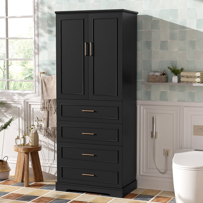 Freestanding Bathroom Cabinet With 3 Drawers, Adjustable Shelf, Soft Close Doors