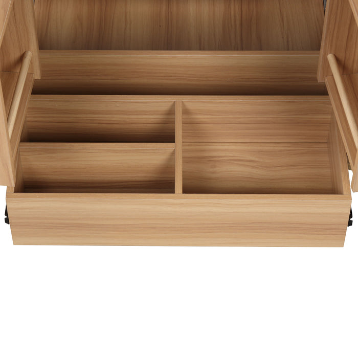 30" Bathroom Vanity With Sink, Cabinet With Doors And Drawer, Rectangular Shape - Natural