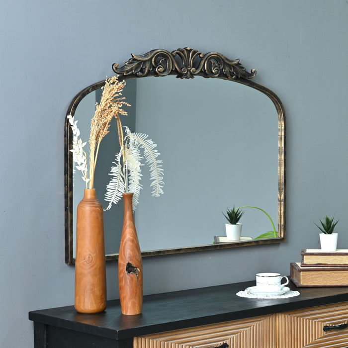 Handmade Arched Mirror, Ornate Baroque For Entryway - Antique Bronze