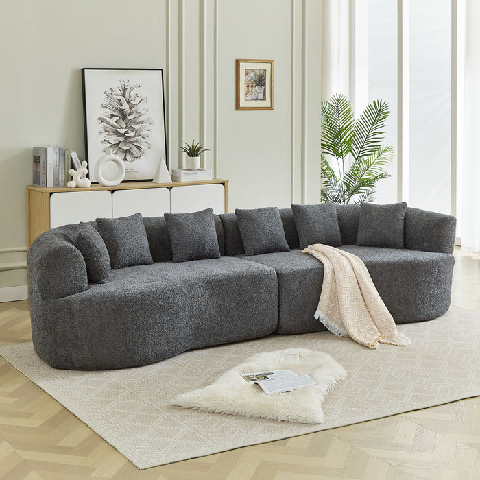 Curved Sectional Sofa With 6 Pillows