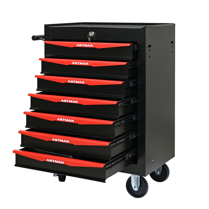 Rolling Metal Tool Chest With Drawers, Steel Storage Cabinet With Ball Bearing Slides