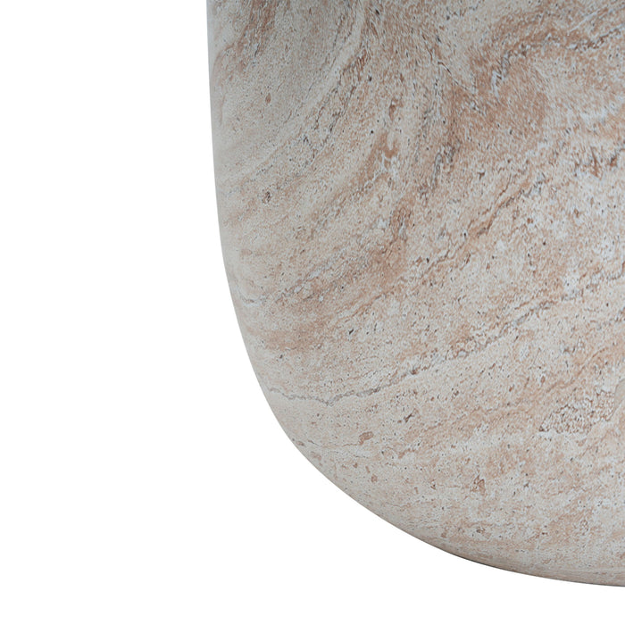 Outdoor / Indoor, Lightweight Concrete Side Table With Travertine - Beige