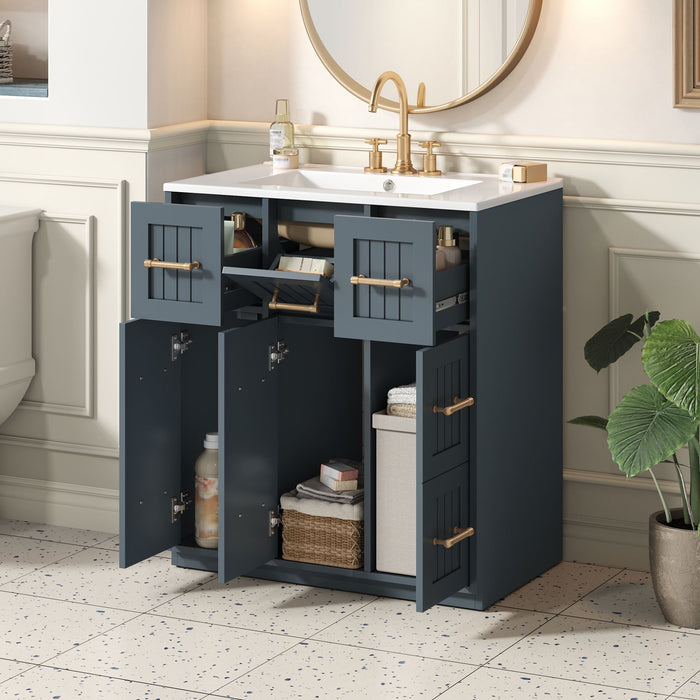 Bathroom Vanity With Undermount Sink, Soft-Close Doors, Drawers, Ceramic Sink