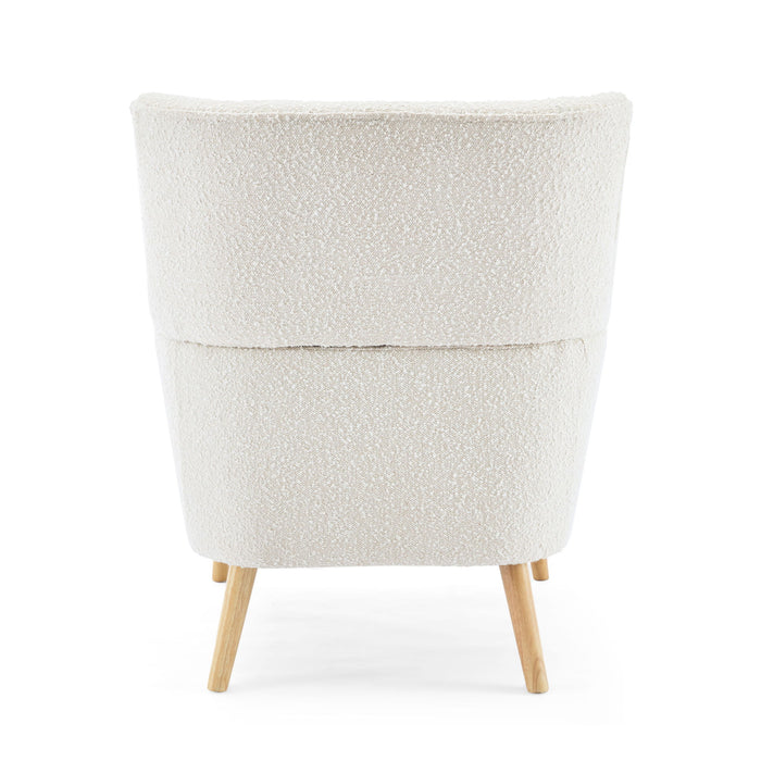 Ergonomic Accent Chair With Button Tufted Design And Rubber Wood Legs - Almond