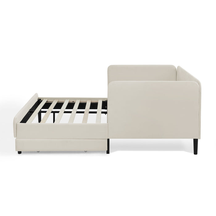 Upholstered Platform Bed Frame With 2 Storage Drawers And Adjustable Sofa Bed