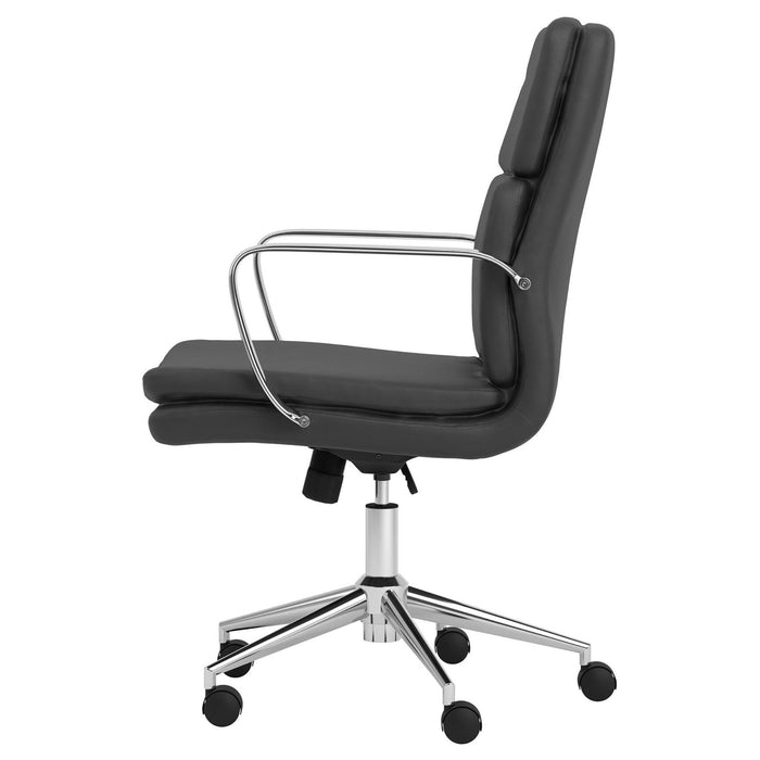 Height Adjustable Rolling Office Chair With Upholstery - Black