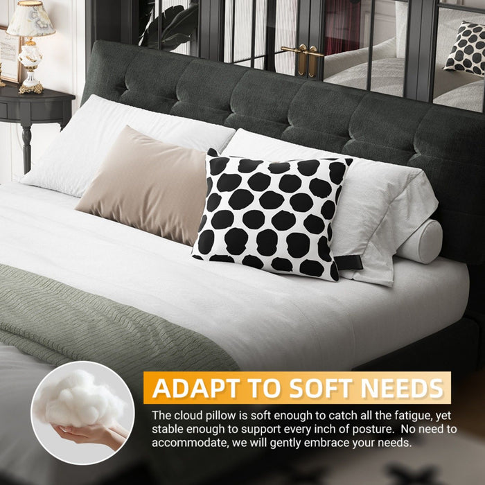 Tufted Headboard With Extra-Large Ultra-Soft Cloud Pillow Design