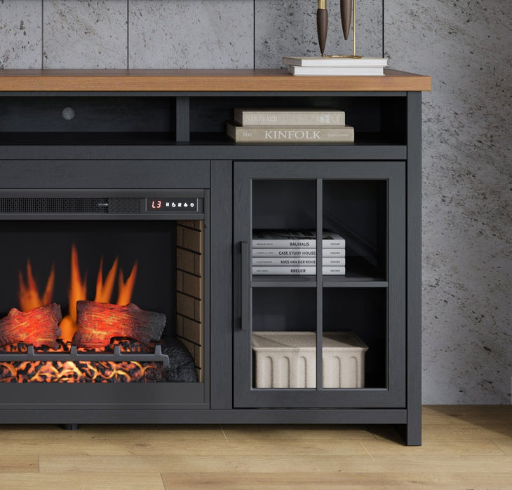 Fireplace TV Stand Console For TVs Up To 85" - Black / Whiskey