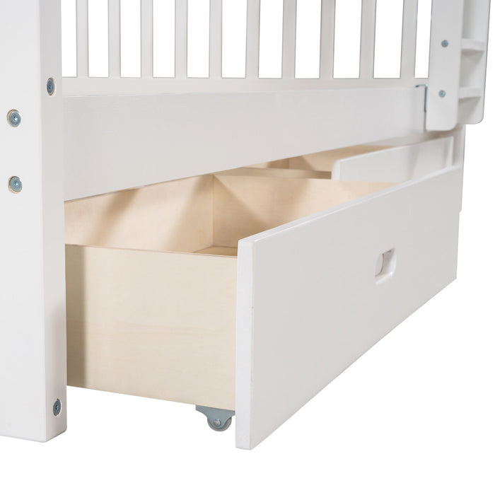 Bunk Bed With Ladders And 2 Storage Drawers