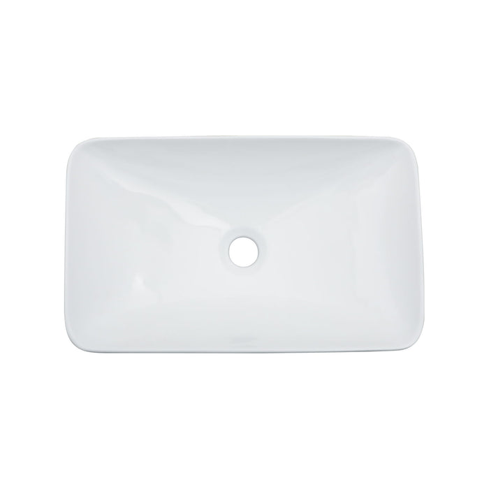 Semi Recessed Bathroom Sink With Vessel Design, Durable Glazed - White / Black