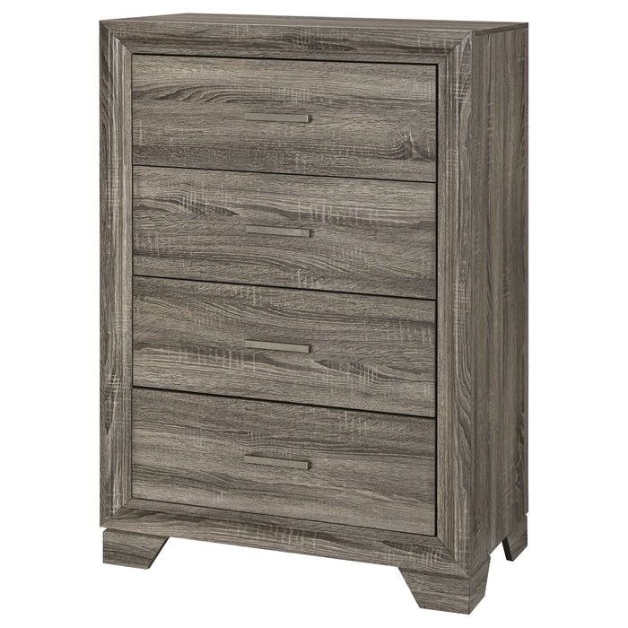 Funston - 4 Drawer Chest Of Drawers With Bar Handles - Brown Oak