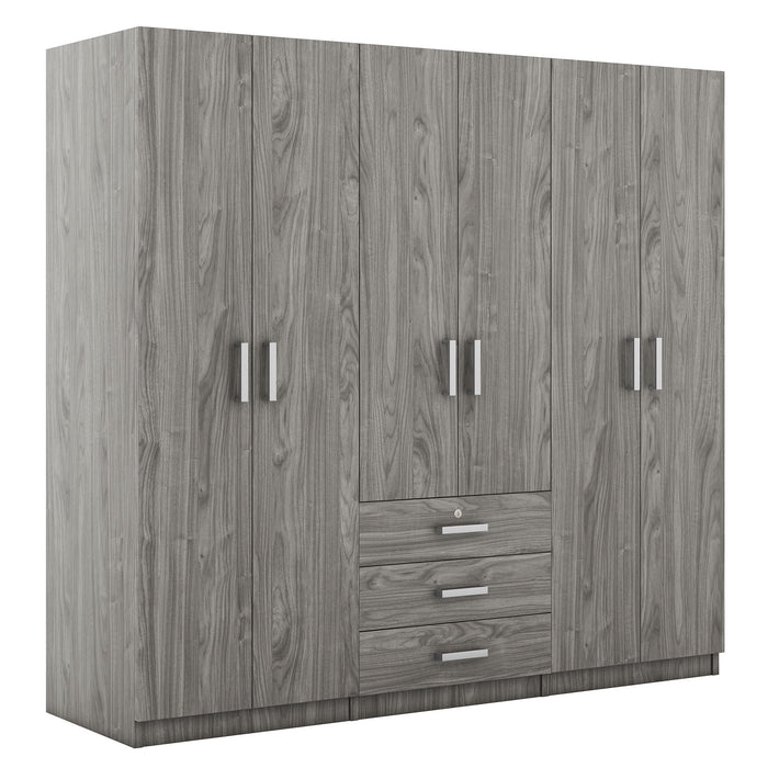 6 Doors Wardrobe Storage For Bedroom, With Big Drawers