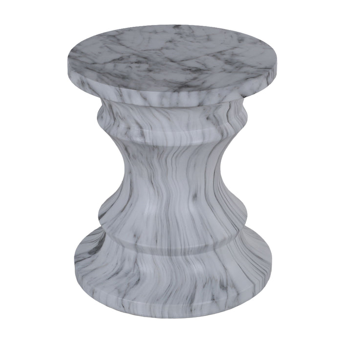 Geometric Round Outdoor End Table - Marble