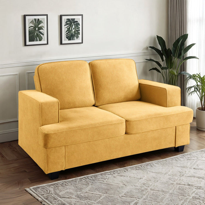 Modern Loveseat, Comfortable 2 Seater Couch With Deep Seating, Loose Back Cushions, Wide Arms