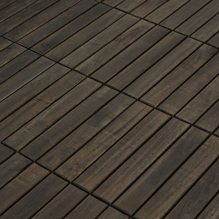 Acacia Hardwood Interlocking Deck Tiles, Striped Pattern