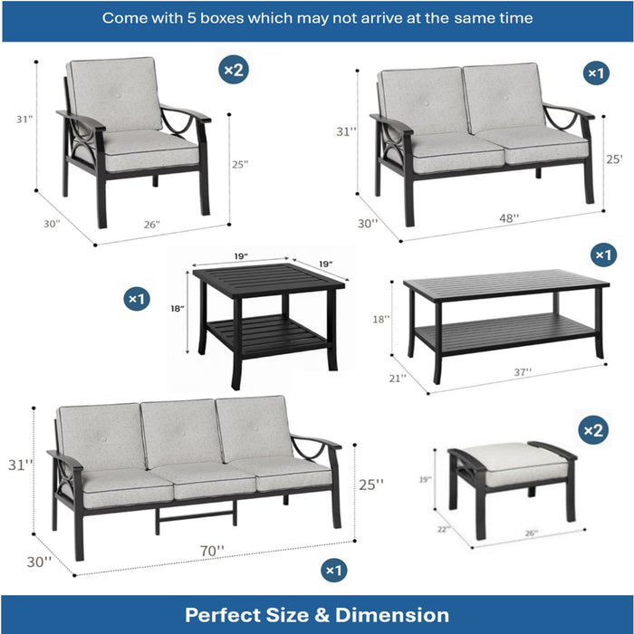 Patio Furniture Set, Coffee Table And Cushions For Backyard