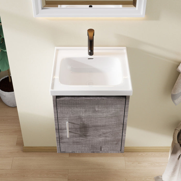 Floating Bathroom Vanity Combo, Wall Mounted Cabinet With Sink & Soft Close Doors For Small Bathrooms