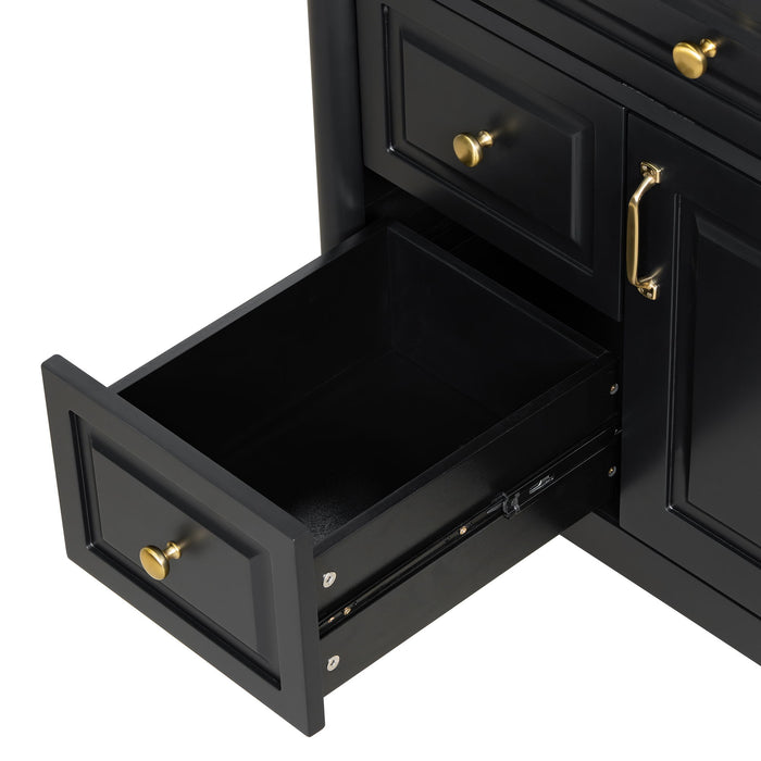 Freestanding Bathroom Vanity With Sink, Adjustable Shelf, Flip Drawer