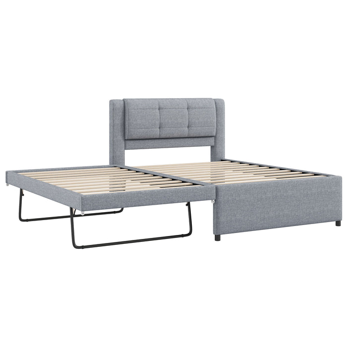 Upholstered Platform Bed With Multifunctional Trundle
