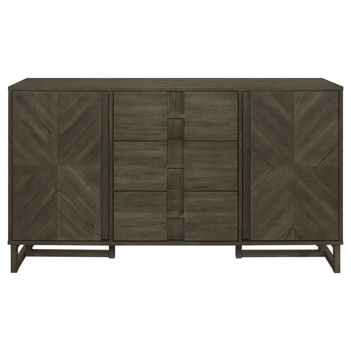 Glenmoor - 3 Drawer Server With 2 Cabinets - Dark Gray