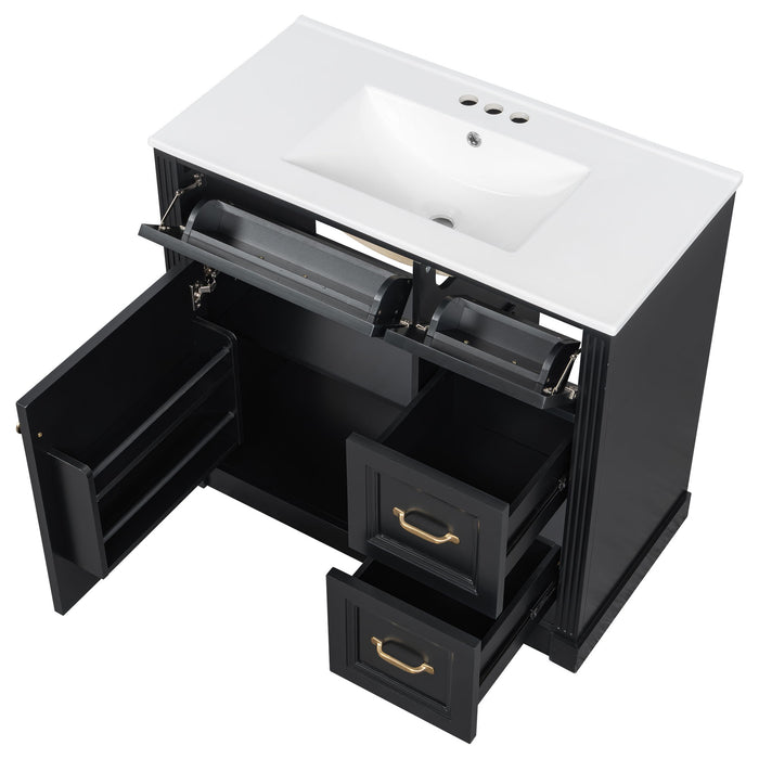 Modern Bathroom Vanity With Sink, 4 Drawers, Soft-Close Door, Adjustable Shelf