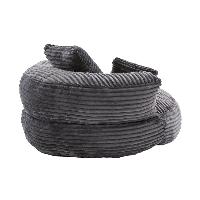 Oversized Bean Bag Chair With 3 Pillows & Armrest - Dark Gray