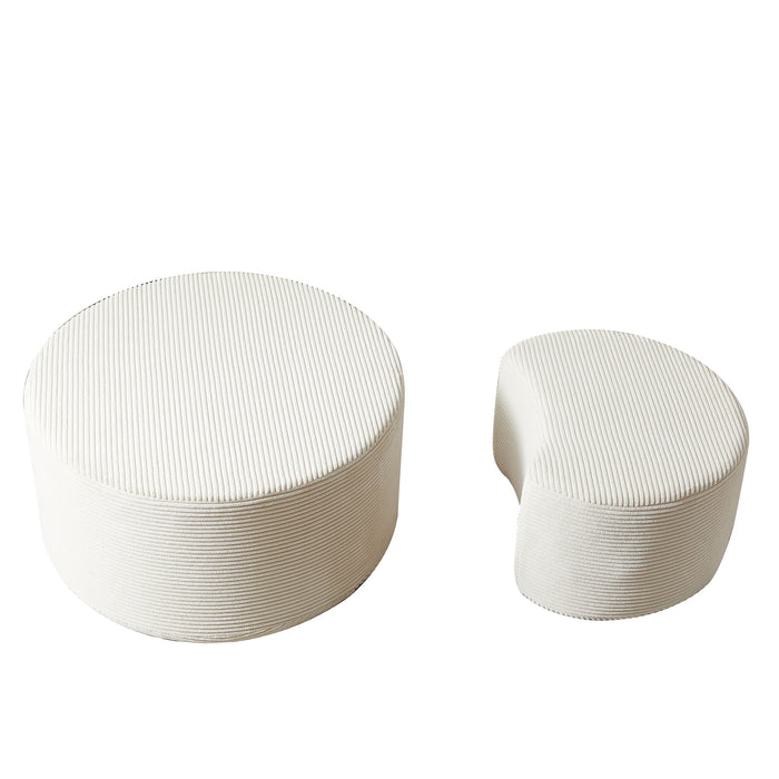 Modern Upholstered Round Coffee Table For Living Room (Set of 2)