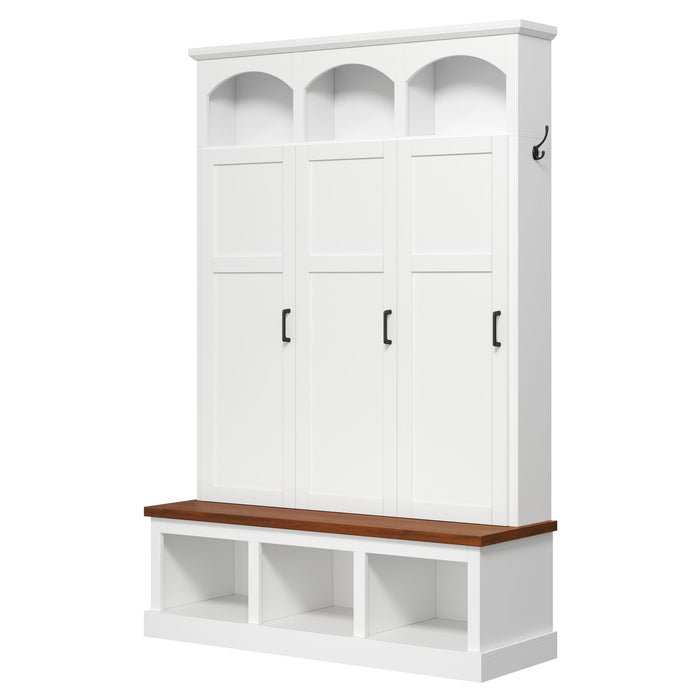 Classic Arched Design Hall Tree With 3 Hidden Storage