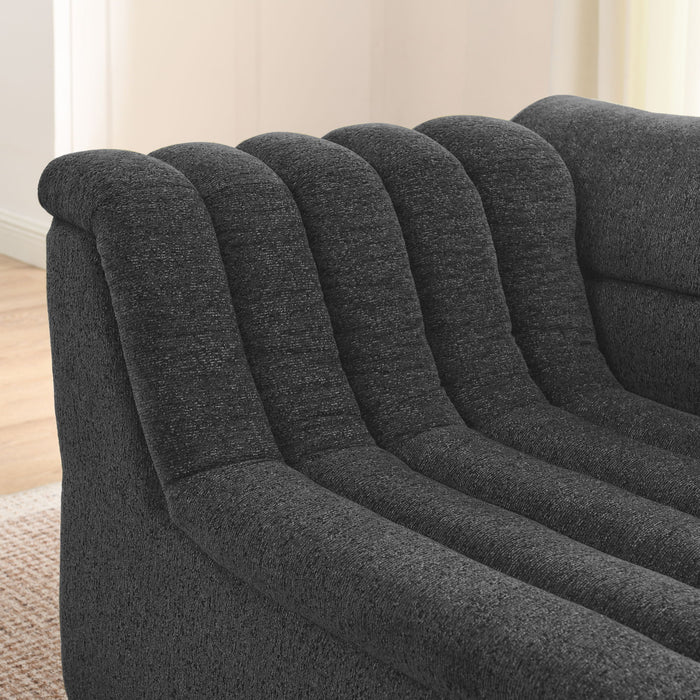 U-Shaped Modular Sectional Sofa With Chaise And Movable Ottoman With Wave-Shaped Armrest