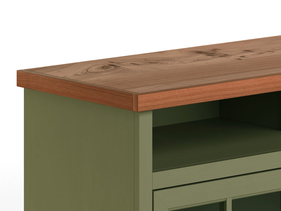 74" Fireplace TV Stand Console For TVs Up To 85" - Sage Green And Fruitwood