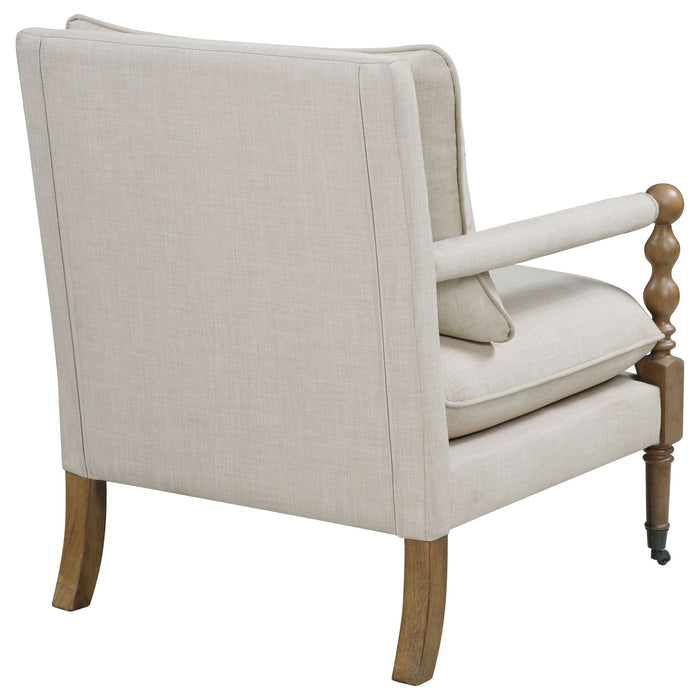 Accent Chair With Turned Legs - Beige