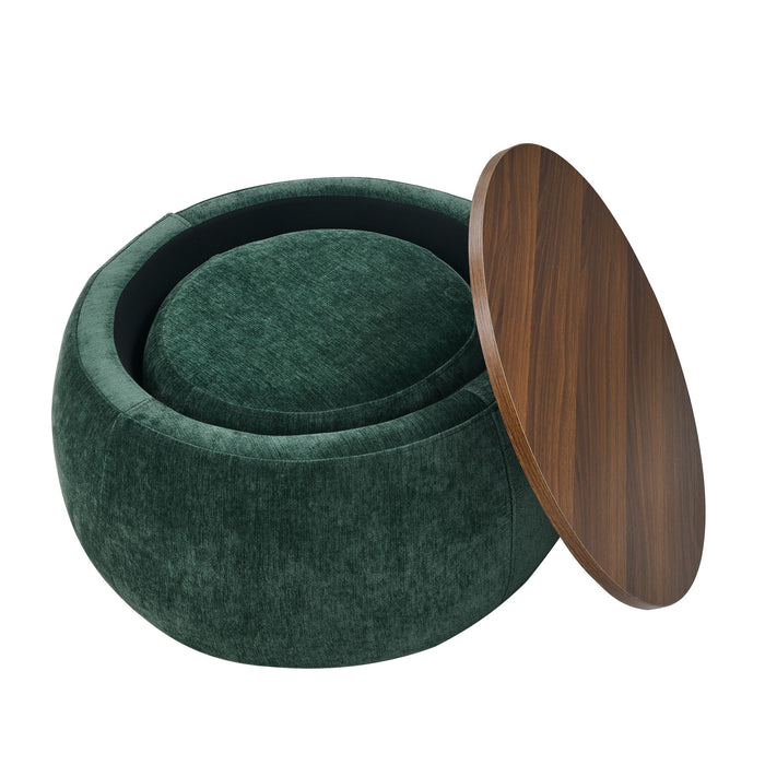Round Storage Ottoman, 2 In 1 Function, End Table And Ottoman