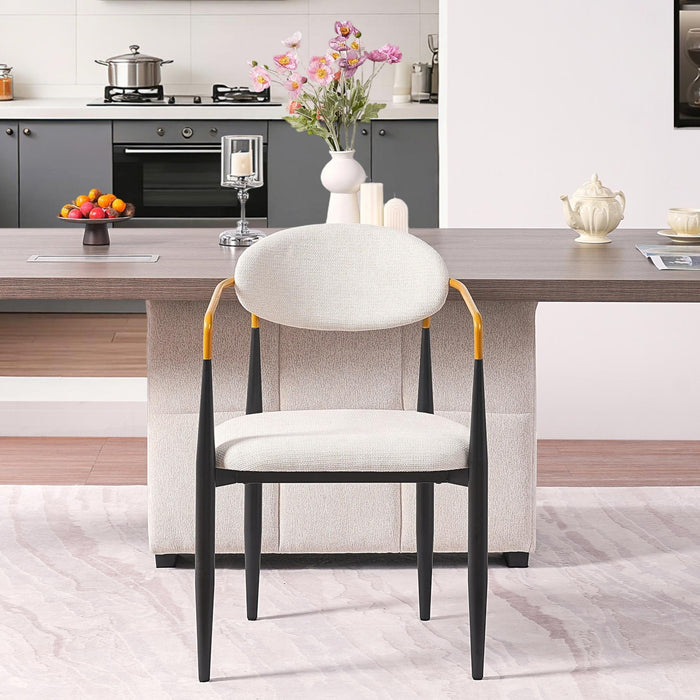 Modern Upholstered Dining Chair With Accented Armrests (Set of 2)