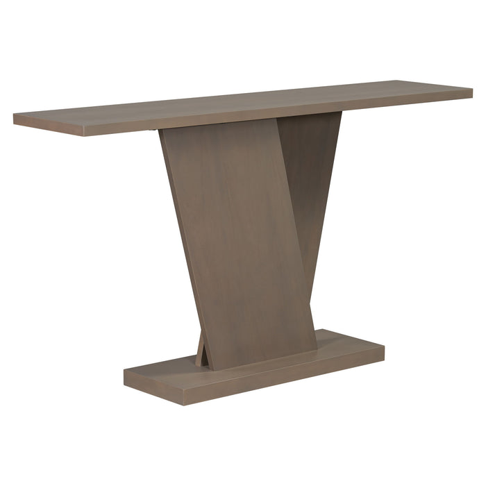 Console Table With V Shape Base, Sculptural Entryway Accent
