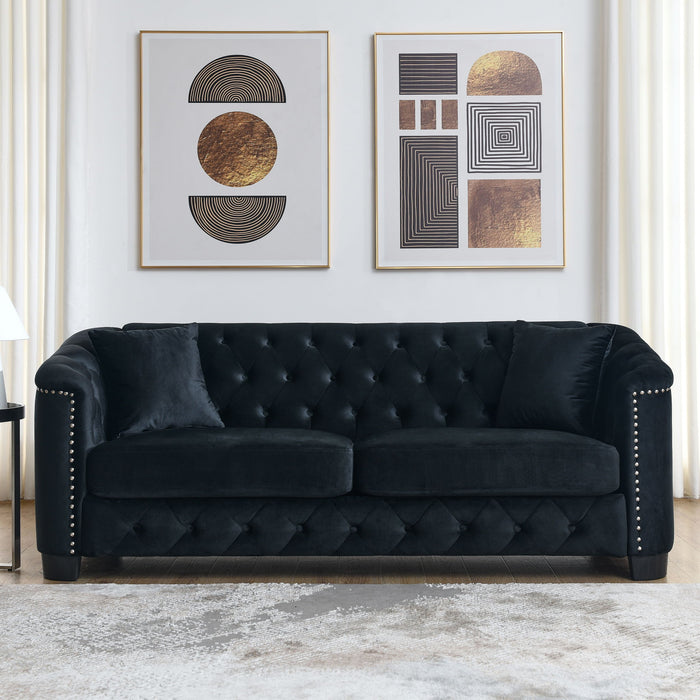 Modern Chesterfield Sofa With Tufted Backrest For Living Room