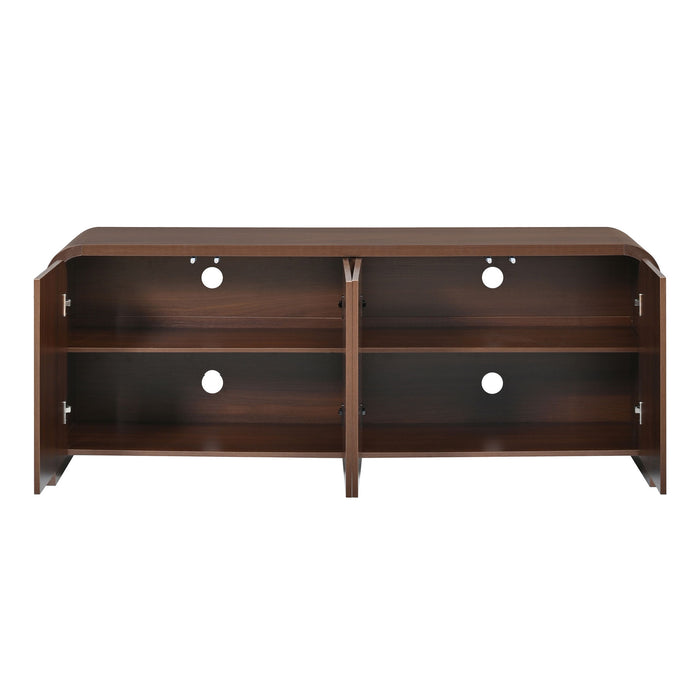 Curved Edge TV Stand With Large Cabinets