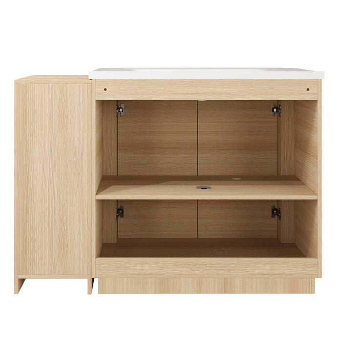Freestanding Bathroom Vanity With Sink, 1 Small Storage Cabinet, Soft Close Door