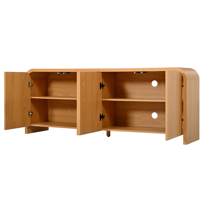 Curved Edge TV Stand With Large Cabinets