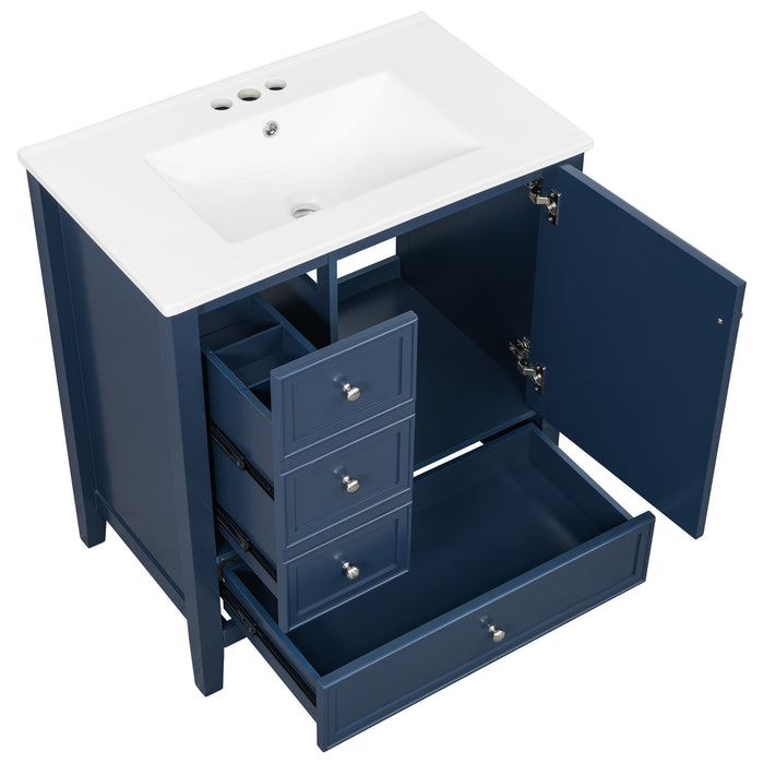 Modern Bathroom Vanity With Sink, 1 Cabinet & 3 Drawers