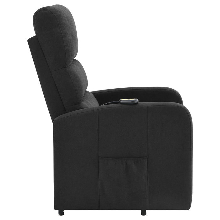 Royston - Upholstered Power Lift Recliner With Remote Comfort - Black